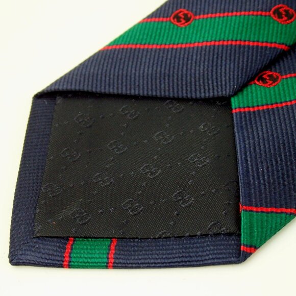 Authentic GUCCI 744392 4E217 Interlocking G Shelly tie silk [Used] - Picture 4 of 11